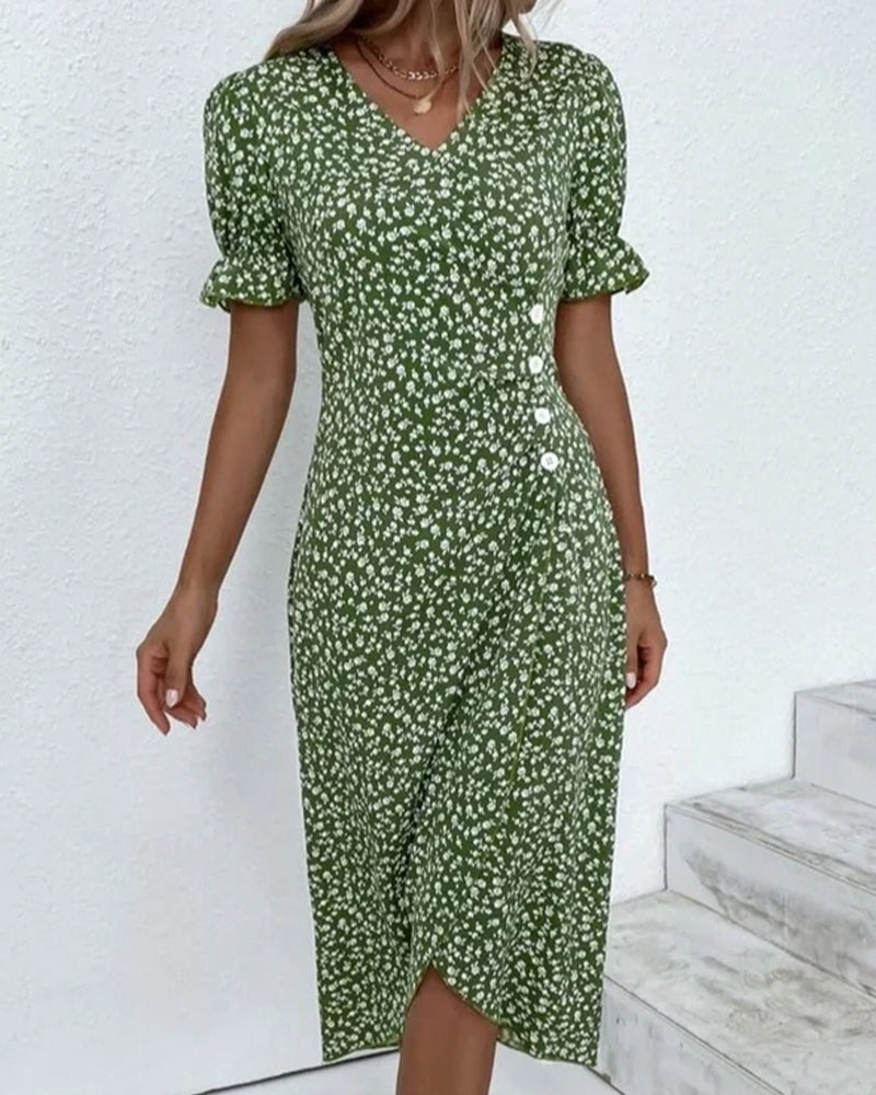 Charlene™ | Fresh Bloom V-Neck Dress