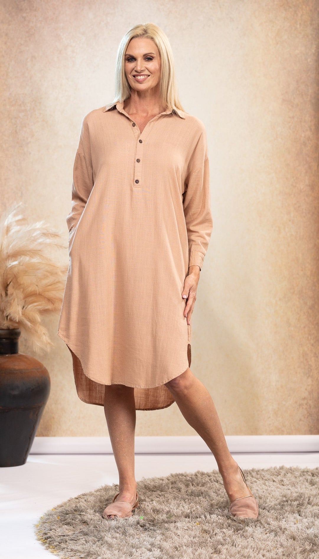 Sara | Linen Shirt Dress in Dusk