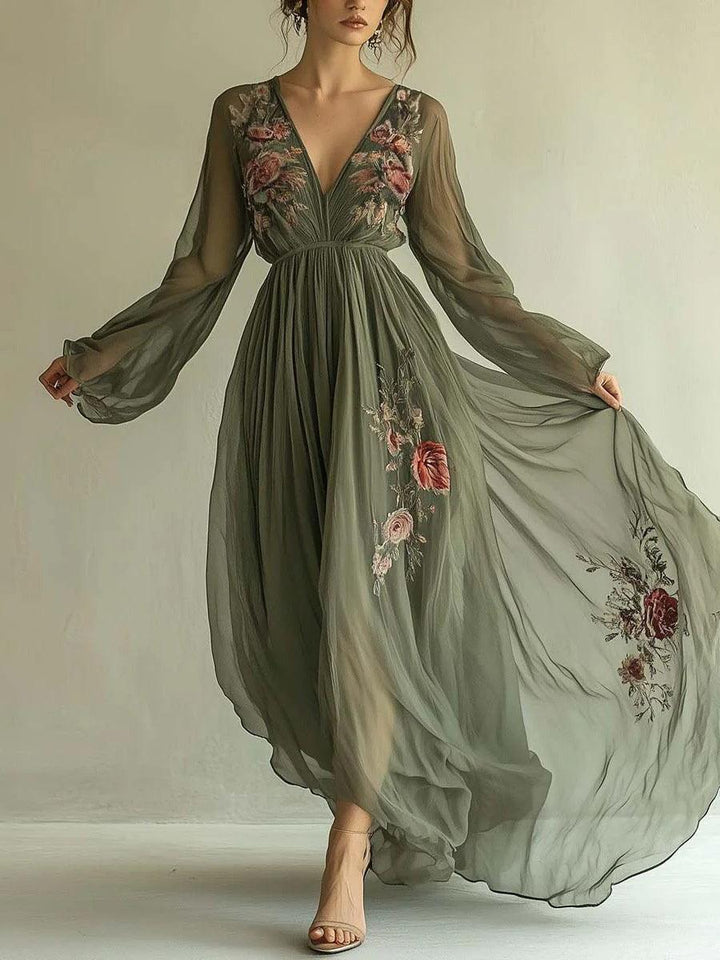 Laurelle Elegant Chiffon Maxi Dress