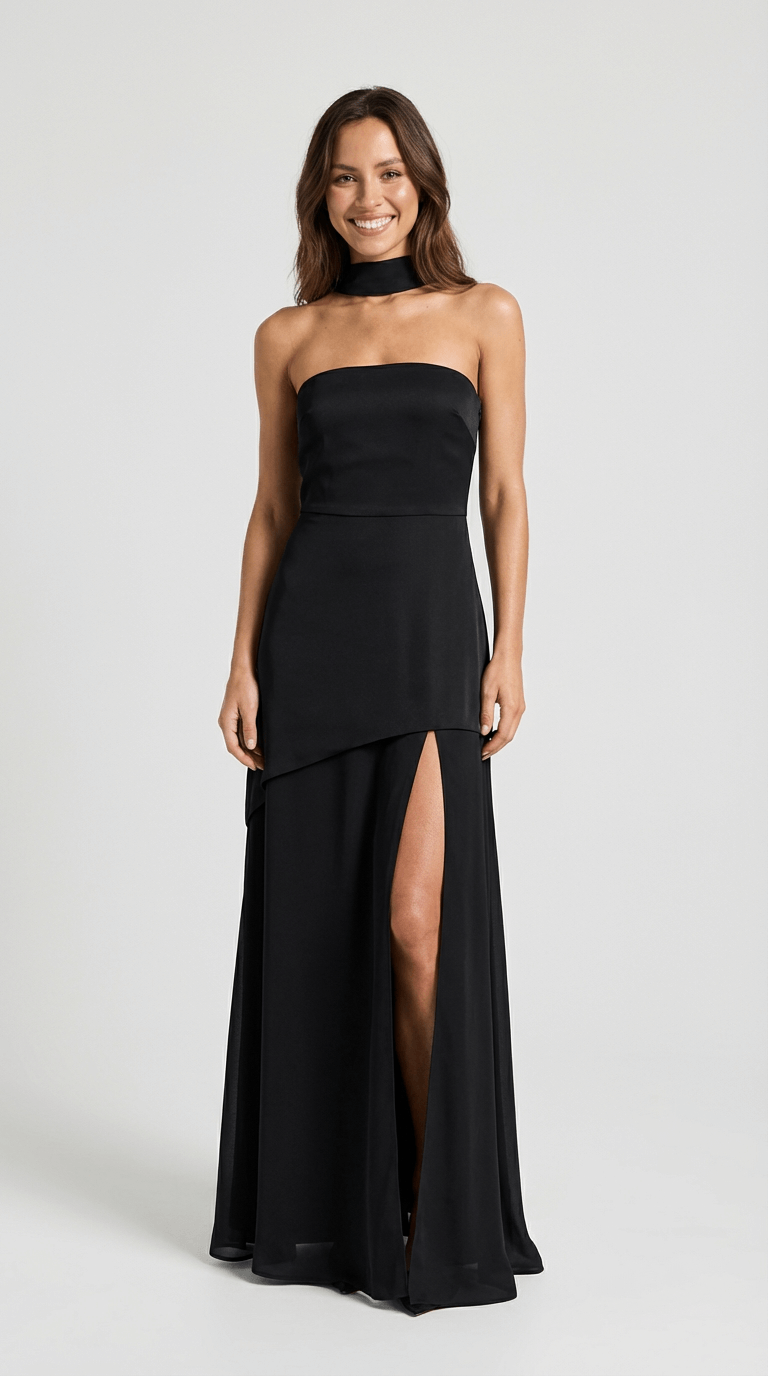 Kayla Strapless Maxi Dress with High Slit