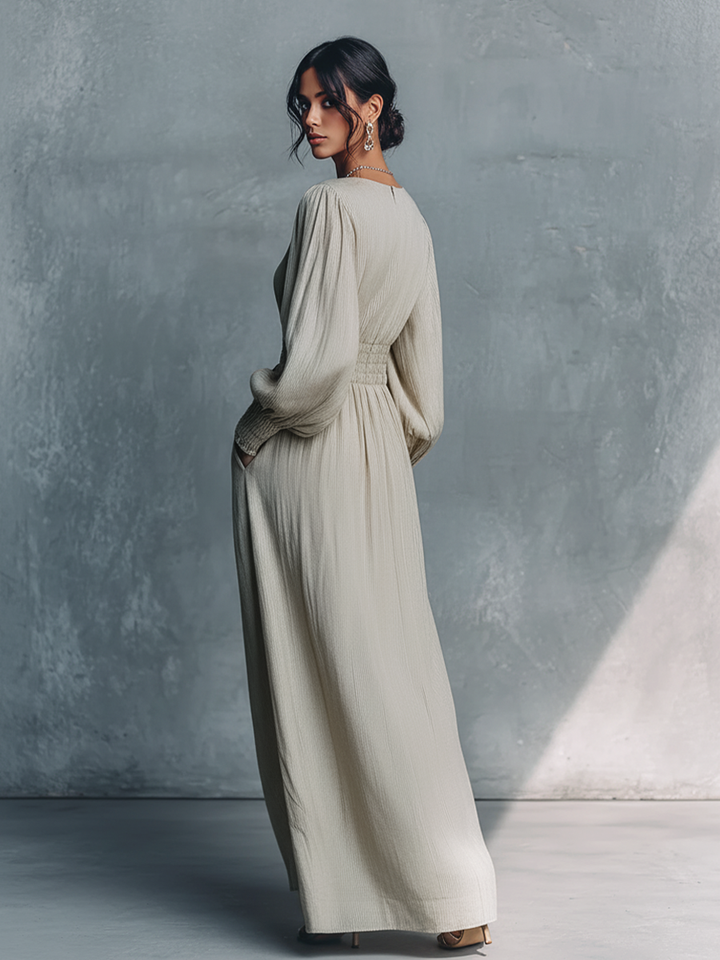 June | Beige Cotton Linen Striped