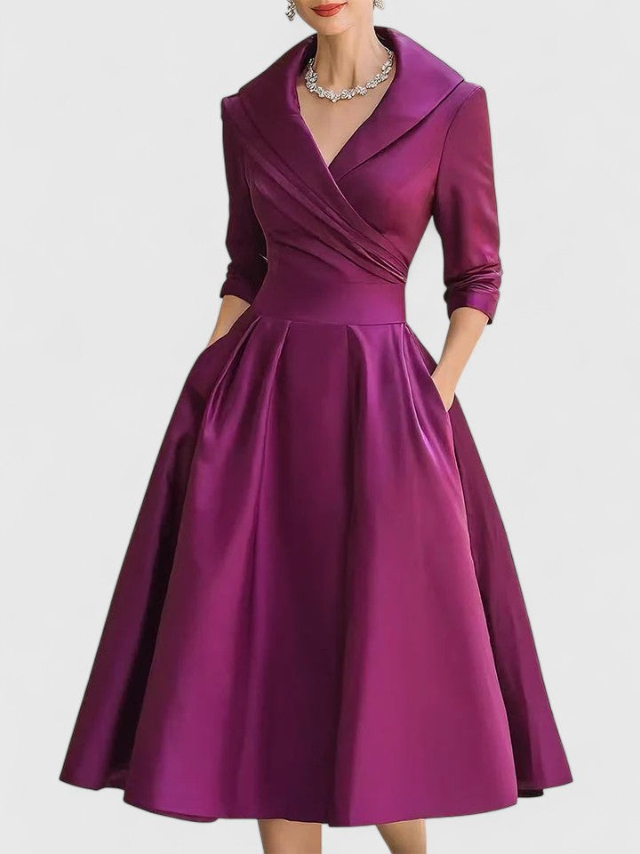 Women’s Midi Dress Slim Fit Sleeveless V-Neck Formal Cocktail