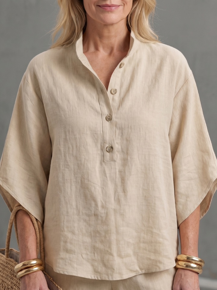 Amity™ | Button Front Relaxed Tunic Trouser Set