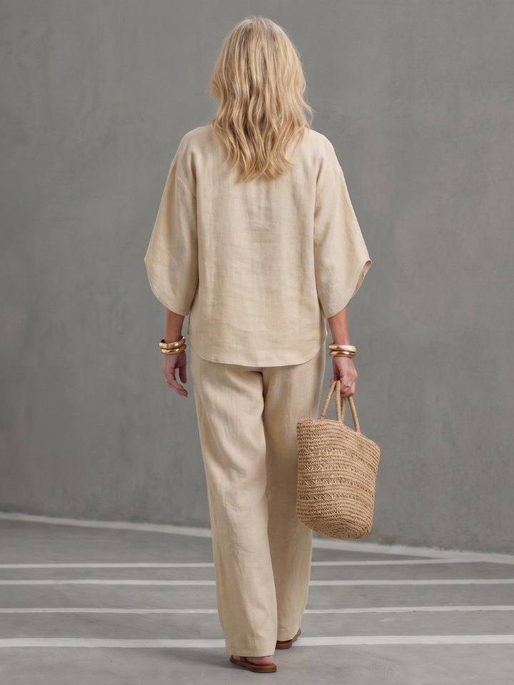 Amity™ | Button Front Relaxed Tunic Trouser Set