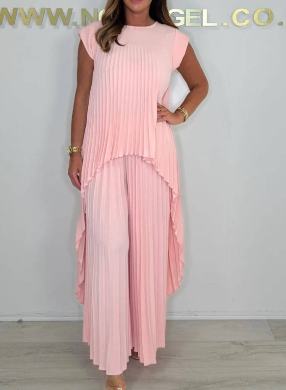 Sherri™ | Pleated Midi Top & Wide-Leg Pants Set