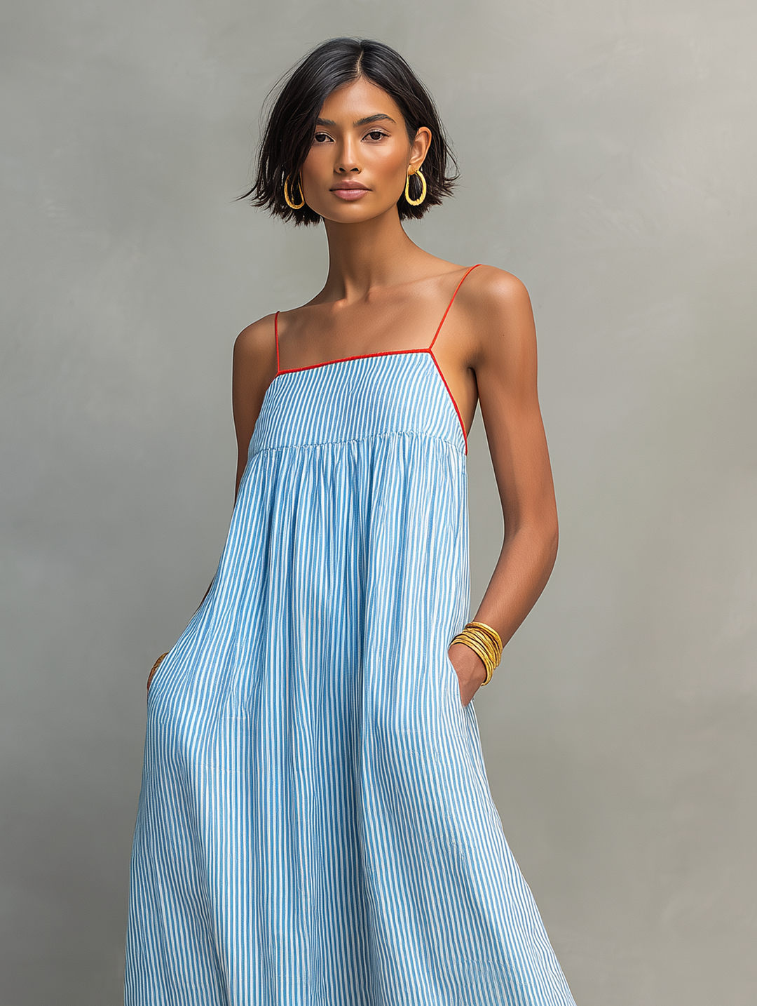 Abigail | Striped Maxi Dress Red