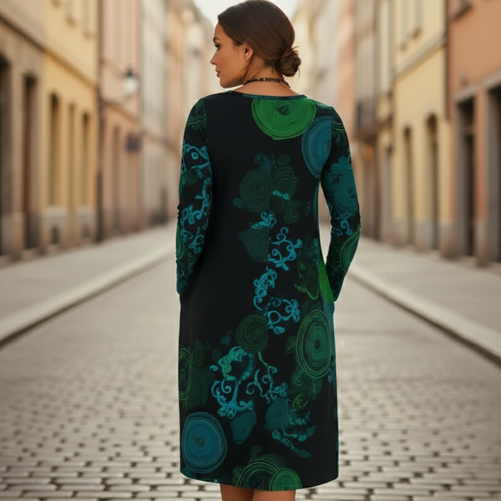 Midi Dress Long Sleeve Printed Women
