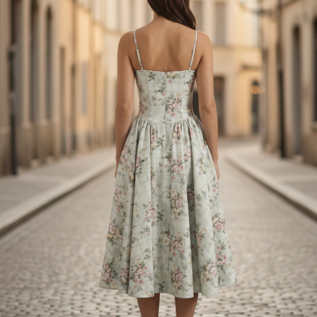 Floral Midi Dress Sleeveless A Line Women