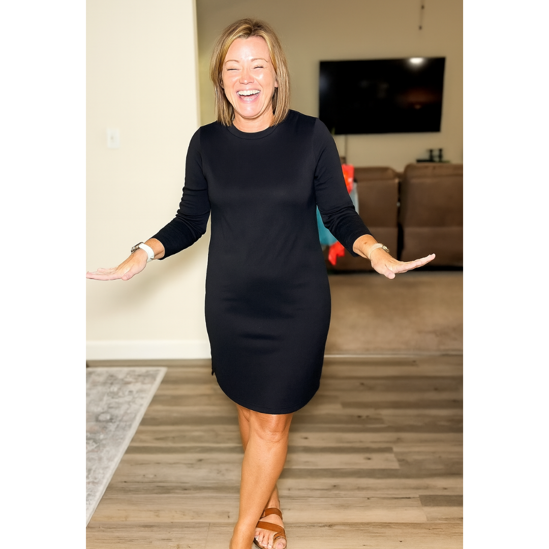 Alaya™ | Comfortable Long Sleeve Round Neck Dress