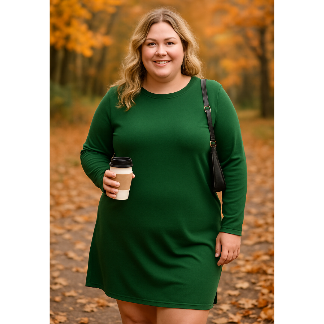 Alaya™ | Comfortable Long Sleeve Round Neck Dress