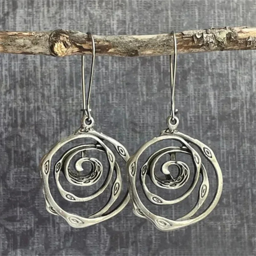 Silver Labyrinth Hoop Earrings