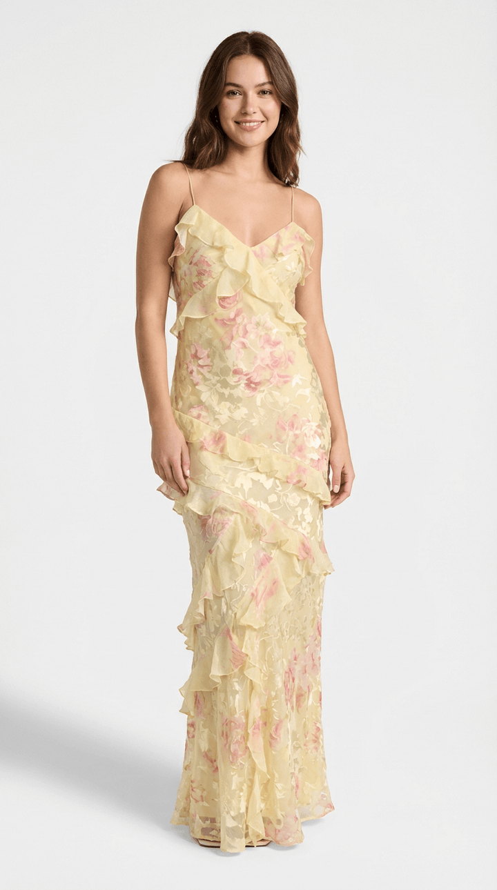 Ella Pastel Long Dress with Ruffles