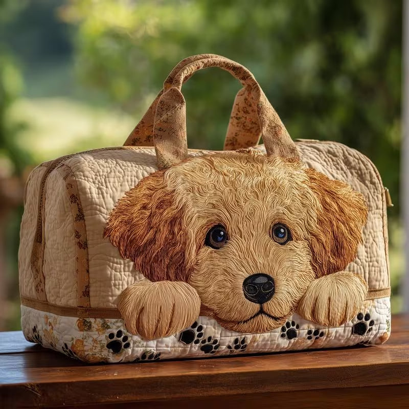 Rosie's hand-quilted puppy weekender bag - Snuffle Noses