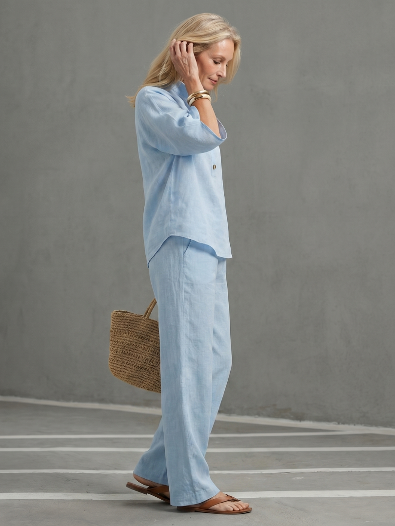Amity™ | Button Front Relaxed Tunic Trouser Set