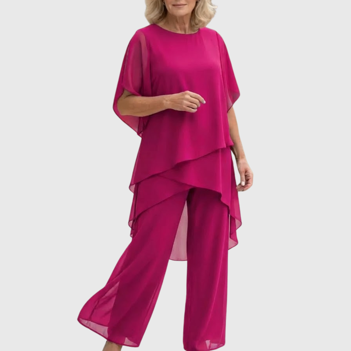 Linda™ | Suit with Draped Palazzo Pants