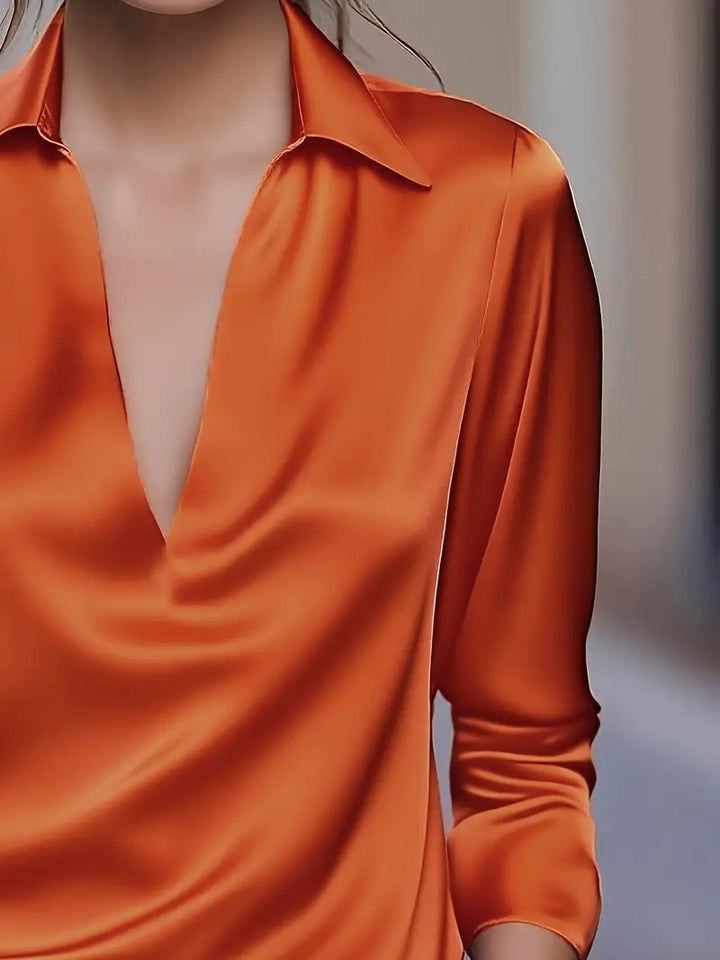 Eva™ | Premium V-Neck Satin Blouse