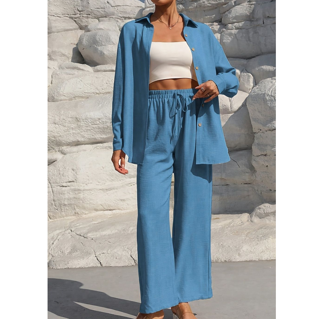 Vanora™ | Comfy Long Sleeve Blouse and Trouser Co-ord Set
