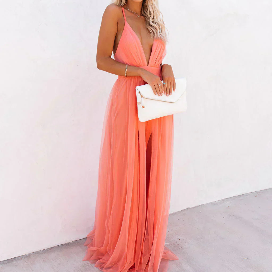 Charlotte | Coral Light Maxi Dress