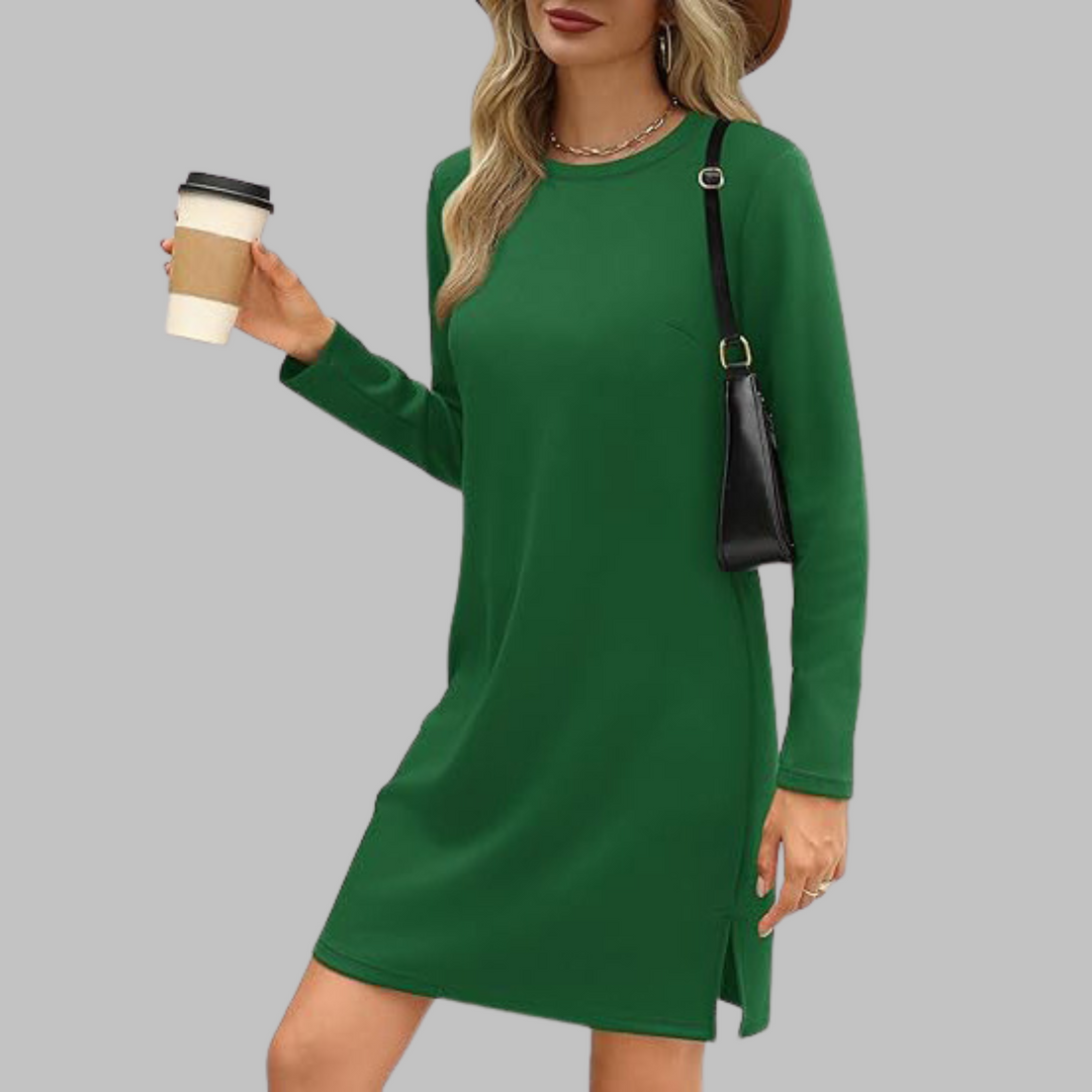 Alaya™ | Comfortable Long Sleeve Round Neck Dress