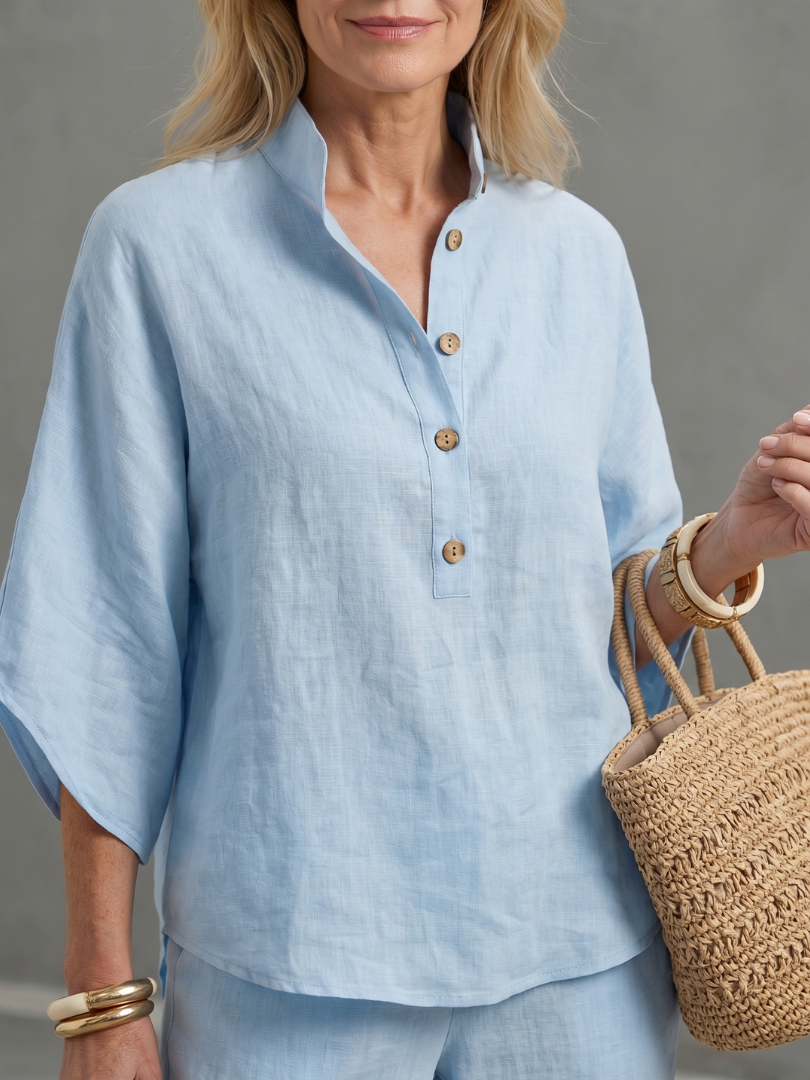Amity™ | Button Front Relaxed Tunic Trouser Set