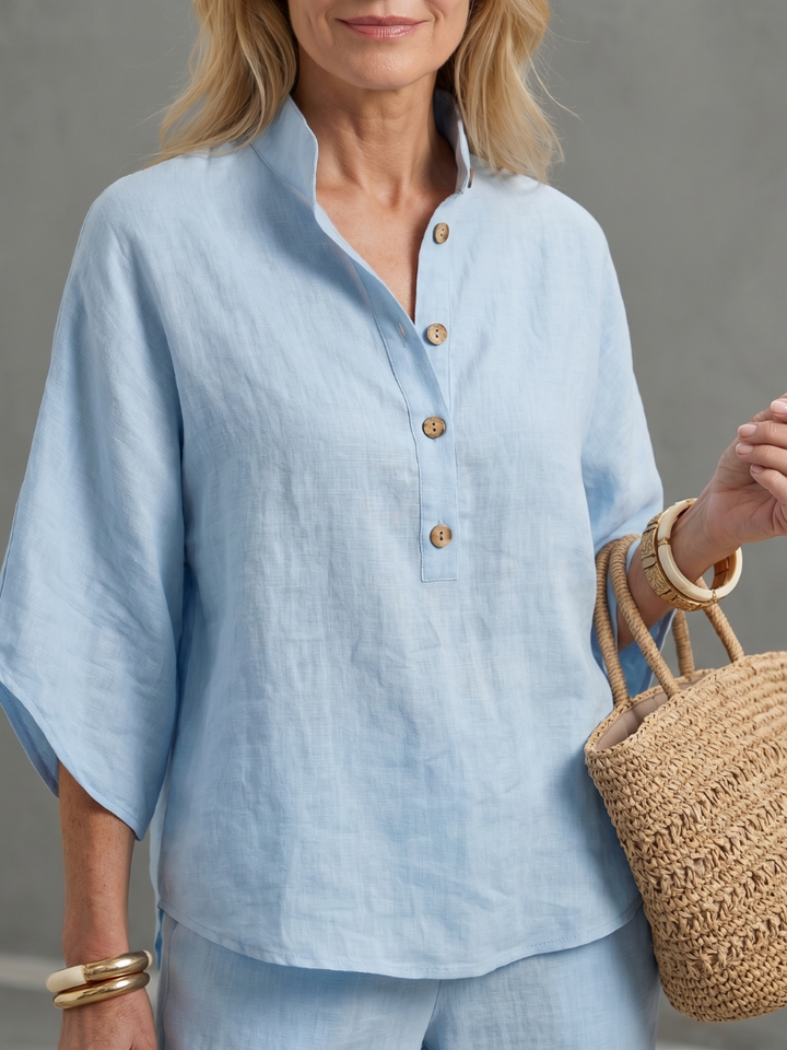 Amity™ | Button Front Relaxed Tunic Trouser Set