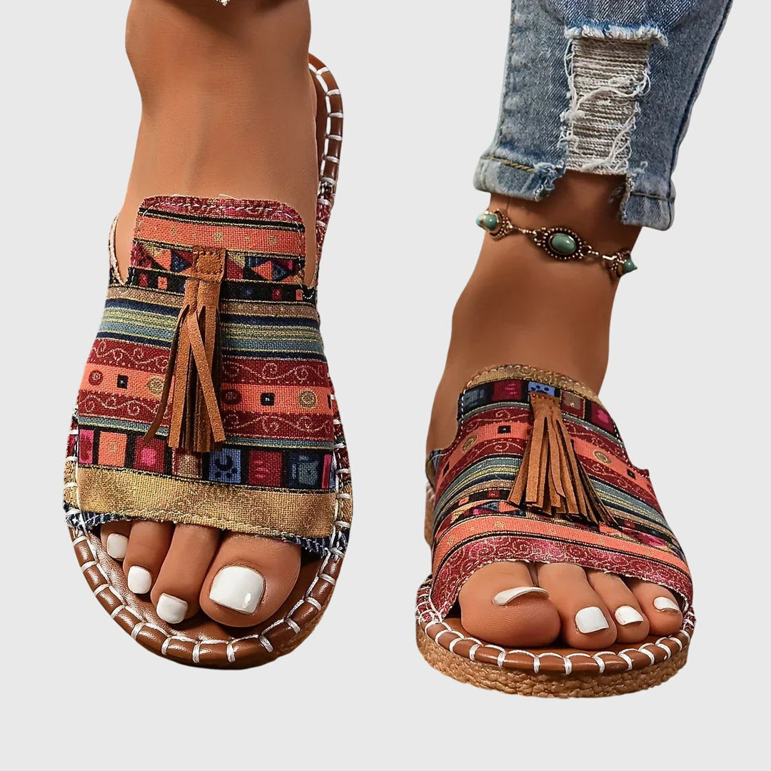 Natalie™ | Bohemian Sandals with Pom Poms