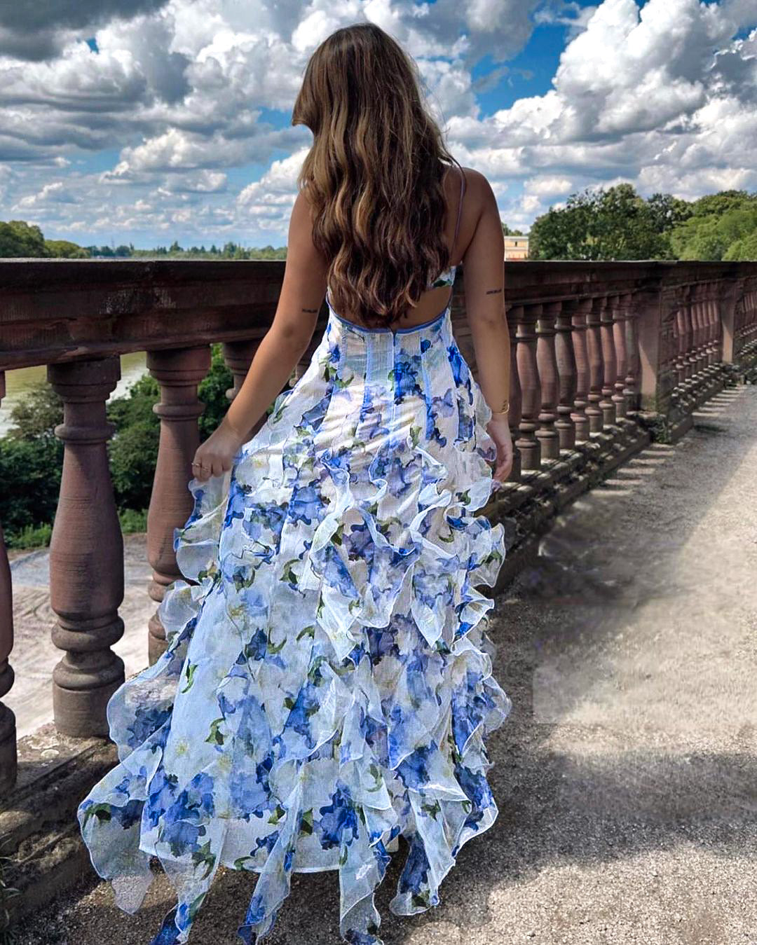 Tilly | Floral Midi Dress with Ruffles