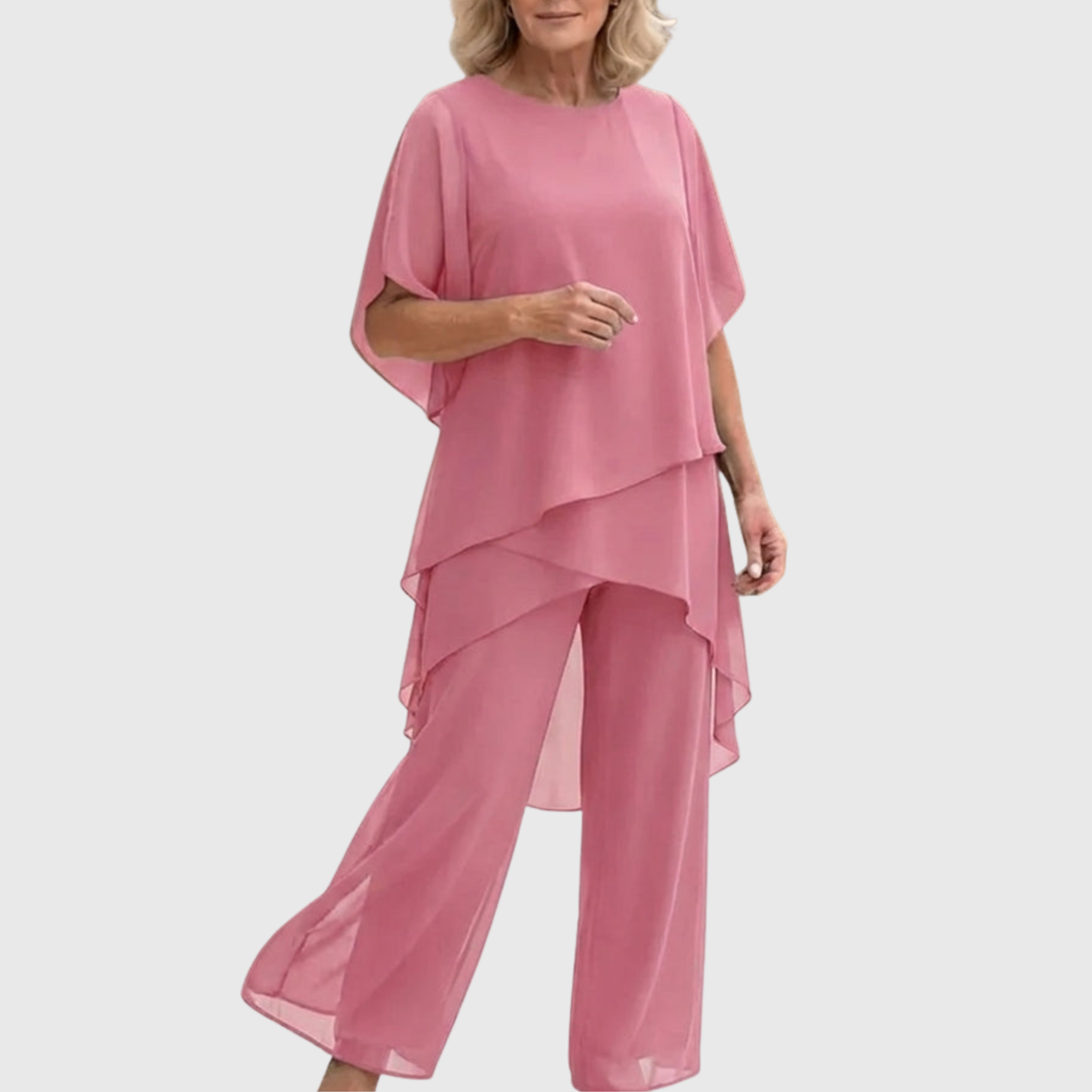 Linda™ | Suit with Draped Palazzo Pants