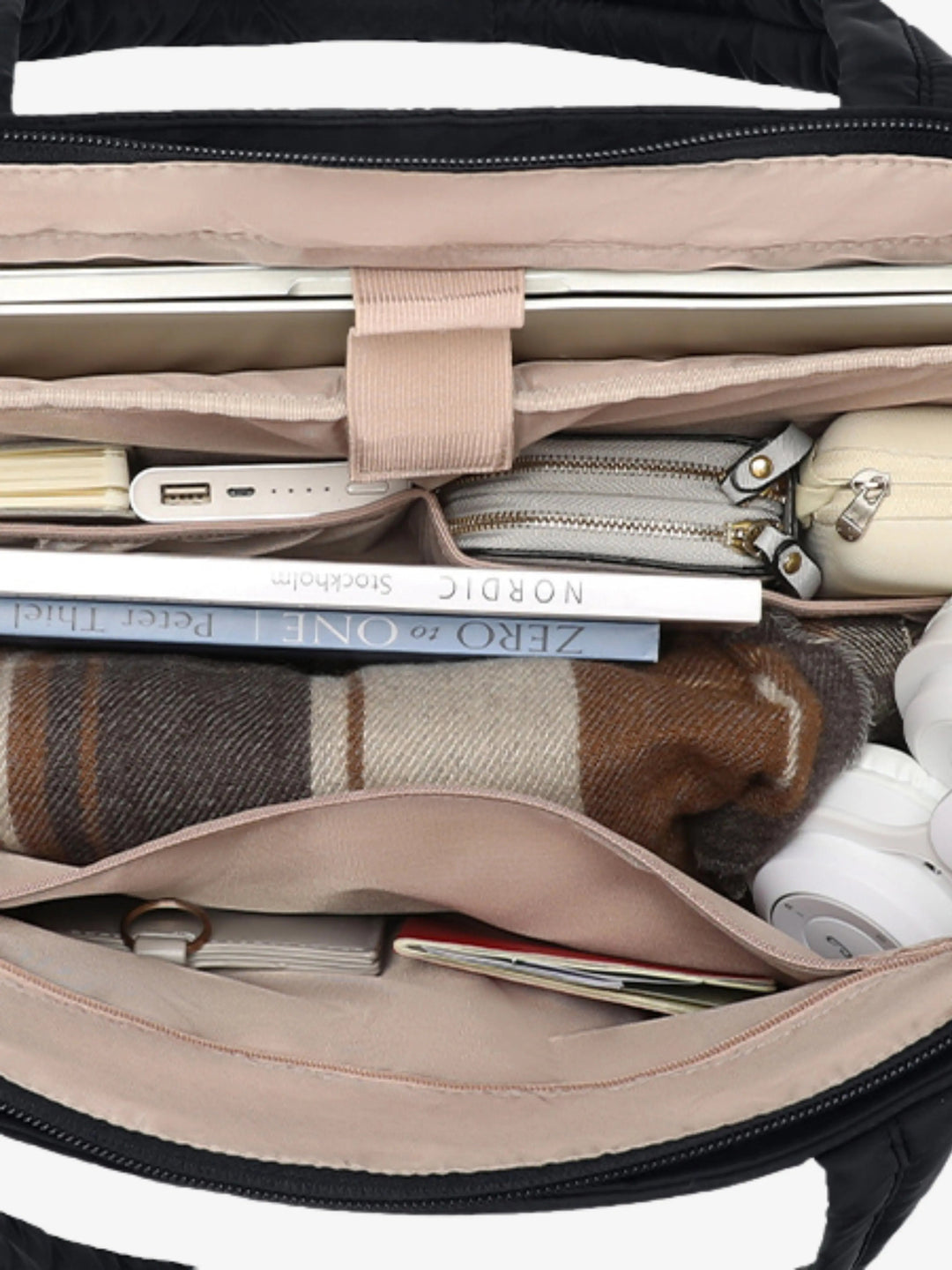 Lily | Padded Panel Quilted Tote Bag with Side Pockets