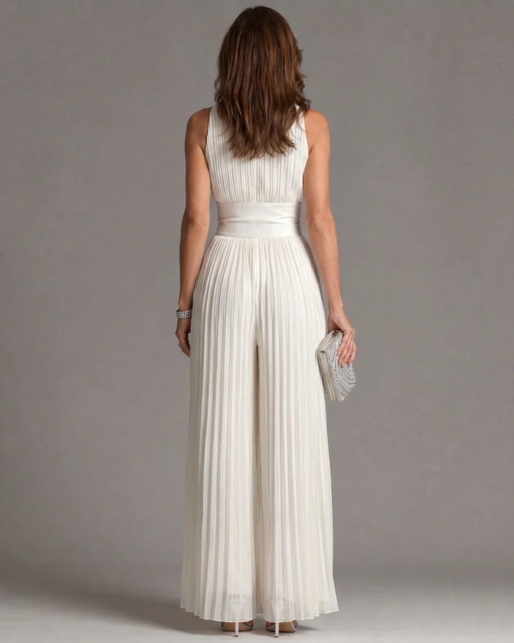 Sylvie | White Chiffon Wide Leg Jumpsuit