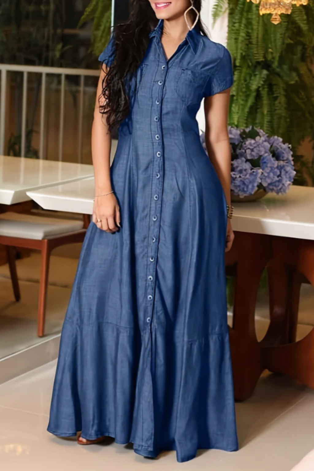 Elisa | Long Denim Dress
