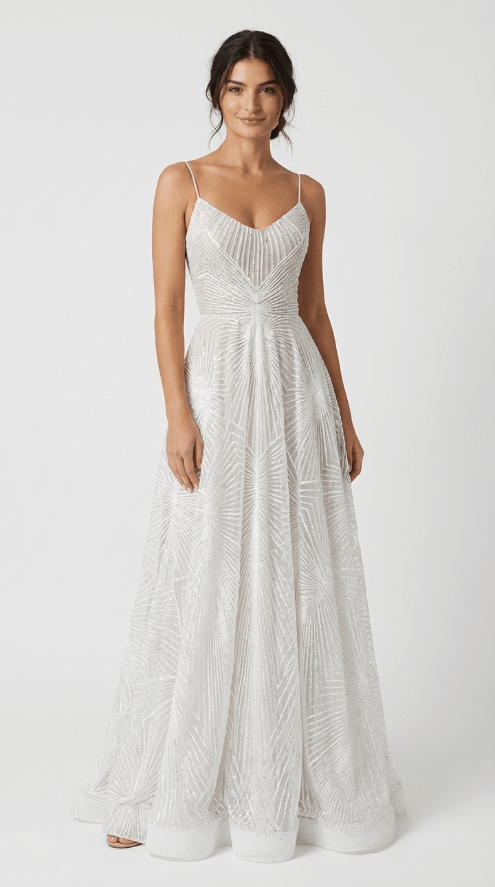 White Sequin Maxi Dress Charlotte