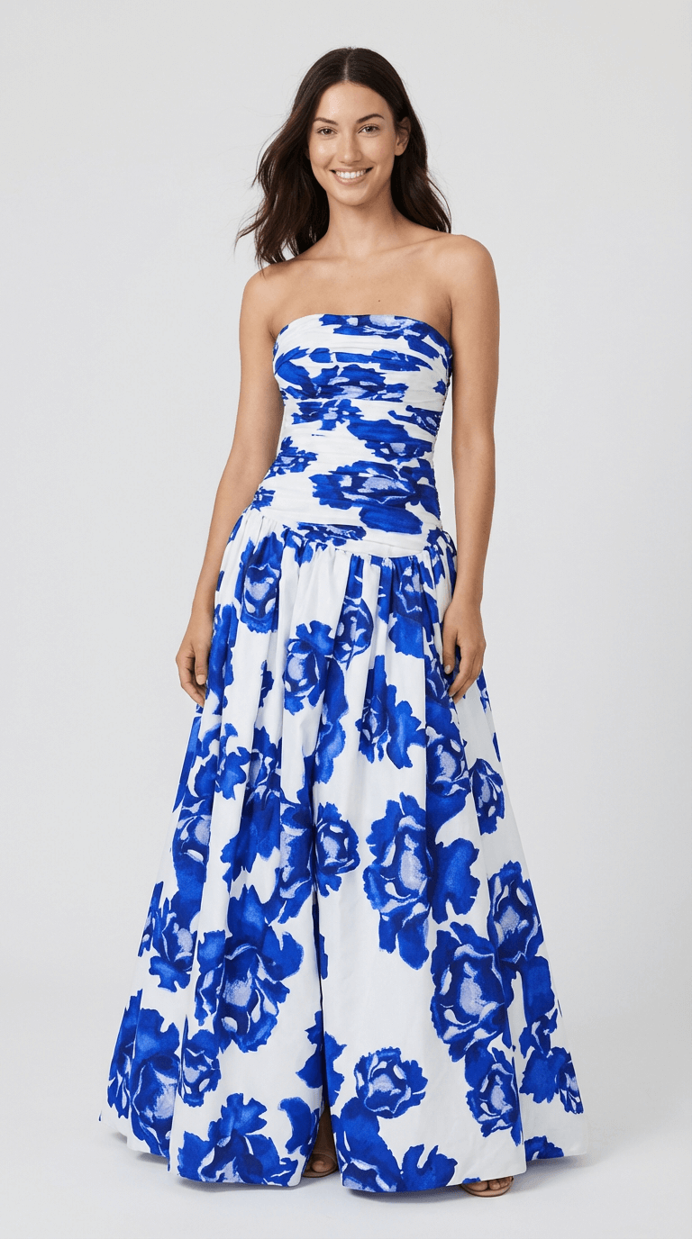 Fiona Strapless Floral Maxi Dress