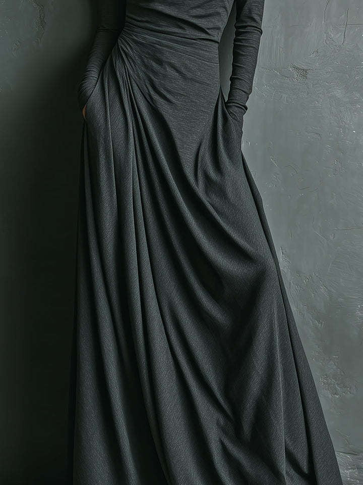 Rosie | Charcoal Elegant Stretch Polyester-Cotton