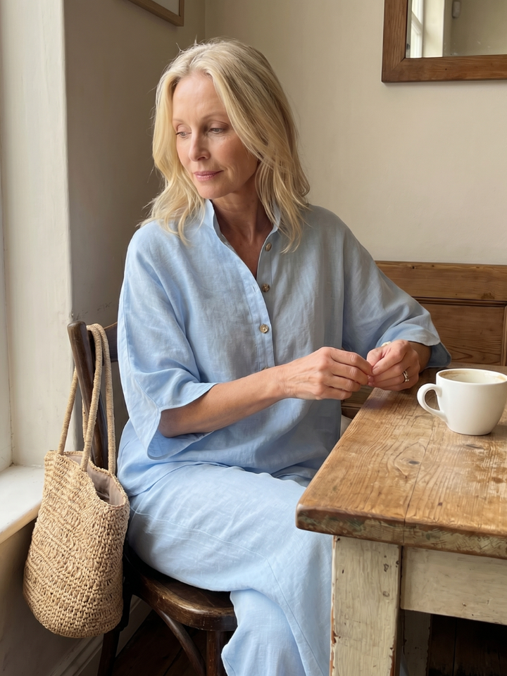 Amity™ | Button Front Relaxed Tunic Trouser Set