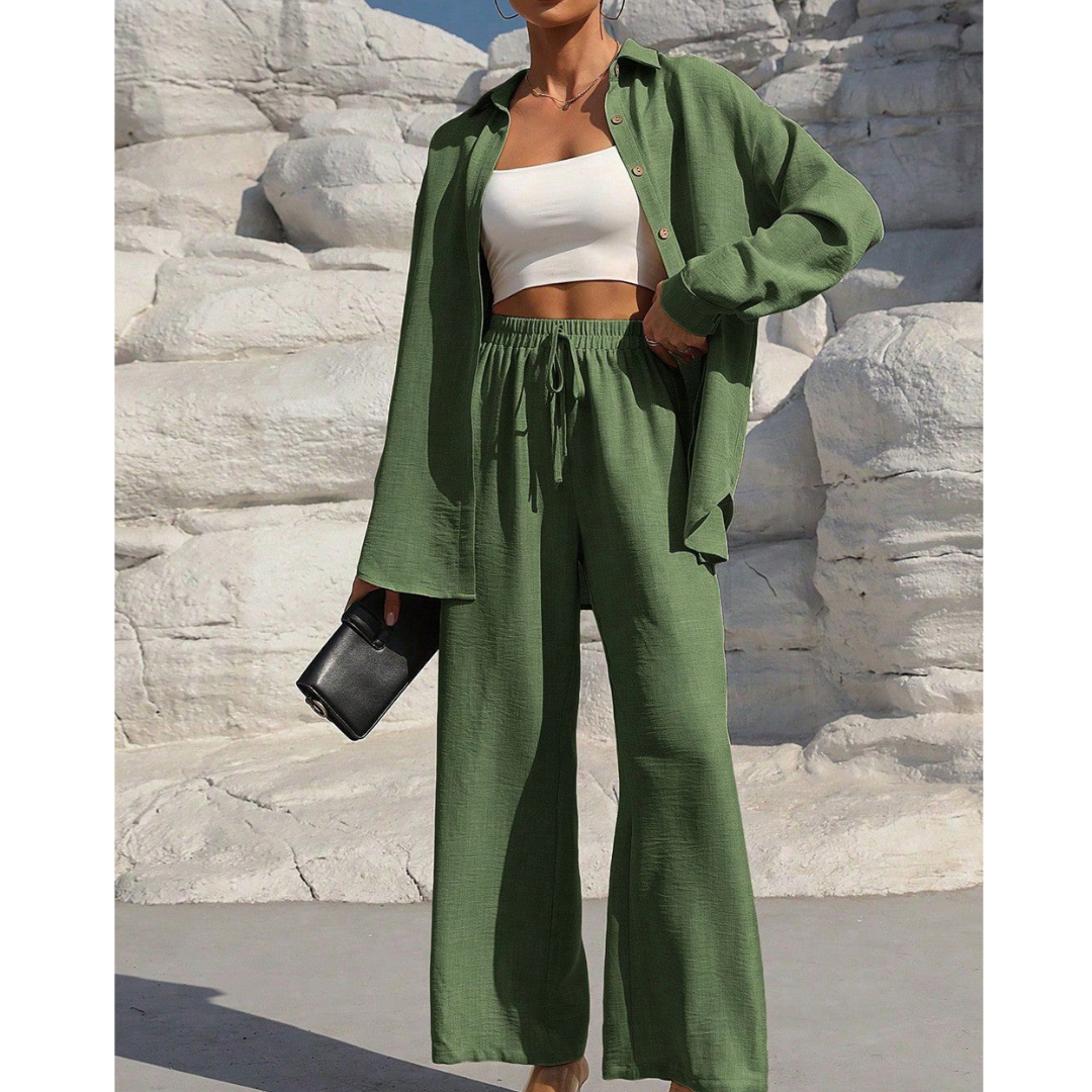Vanora™ | Comfy Long Sleeve Blouse and Trouser Co-ord Set