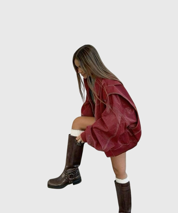 Faye™ | Oversized Leather Jacket
