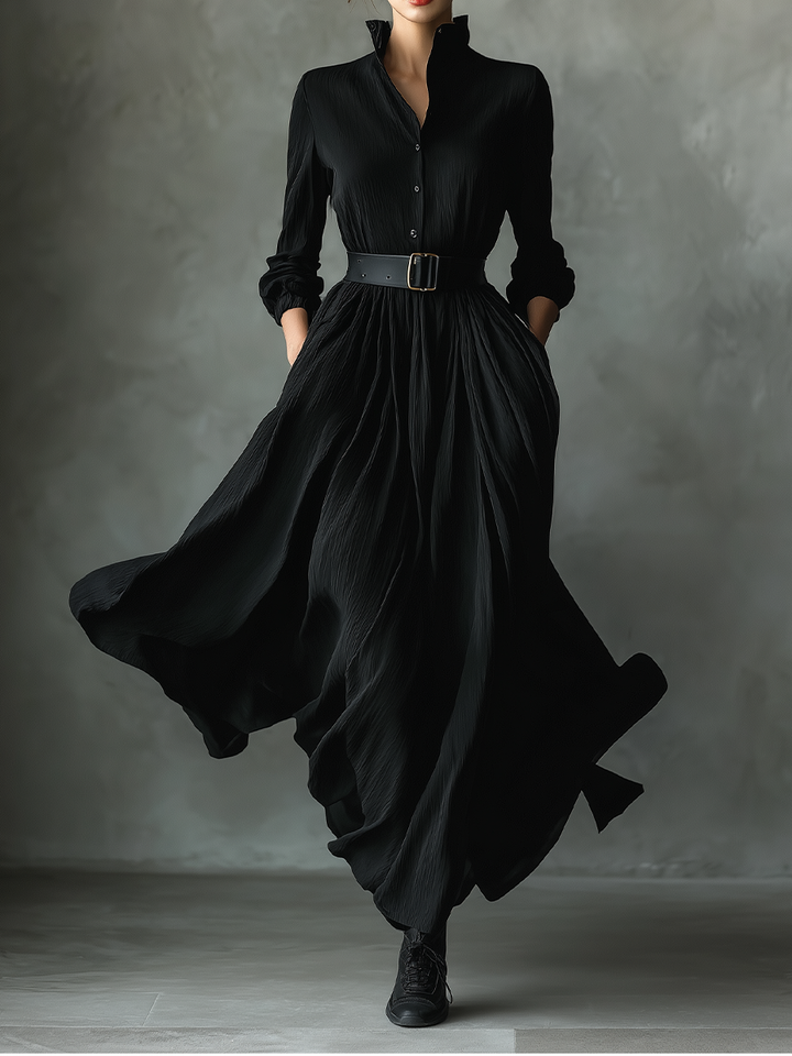 Zara | Black Blend Textured Pleated