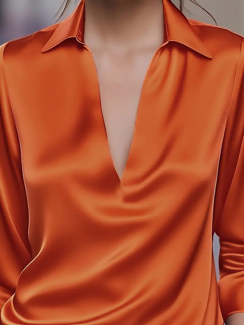 Eva™ | Premium V-Neck Satin Blouse