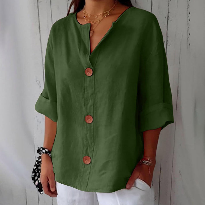 Maeve | V-Neck Linen Blend Shirt