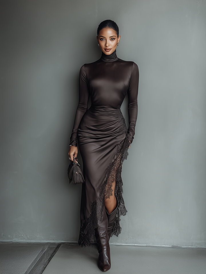 Tammy | Dark Brown Satin Irregular