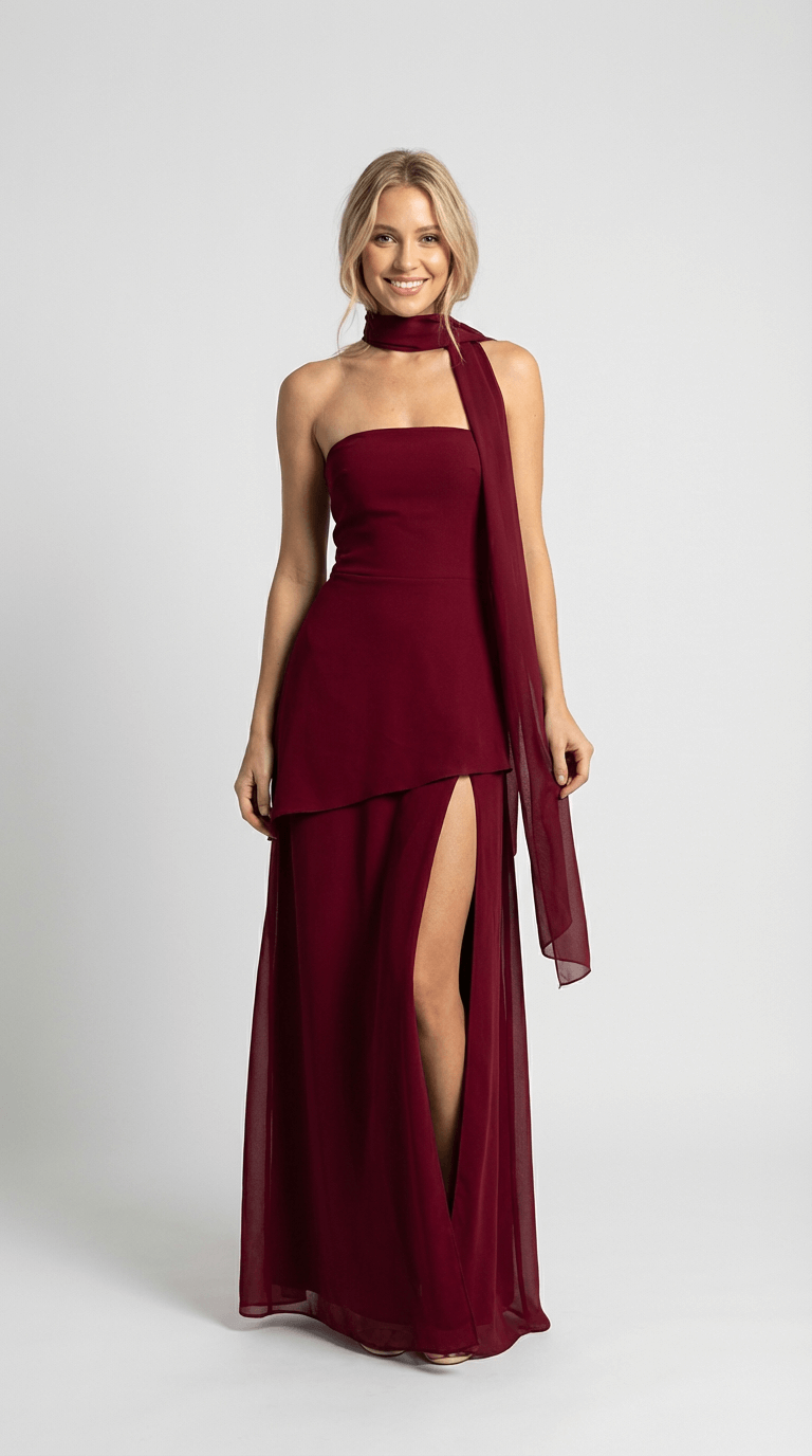 Kayla Strapless Maxi Dress with High Slit