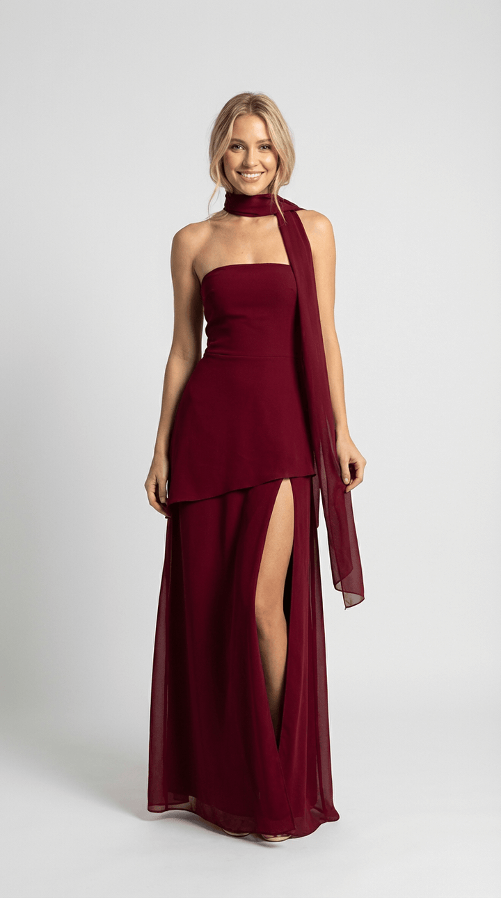 Kayla Strapless Maxi Dress with High Slit