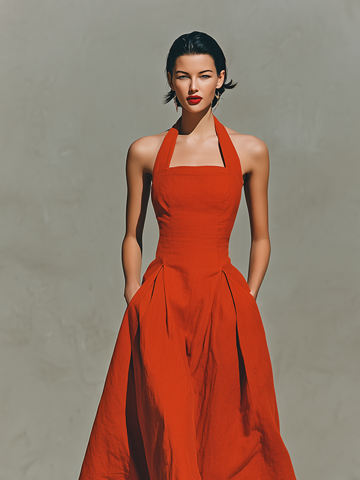 Kate | Red Linen Maxi Dress