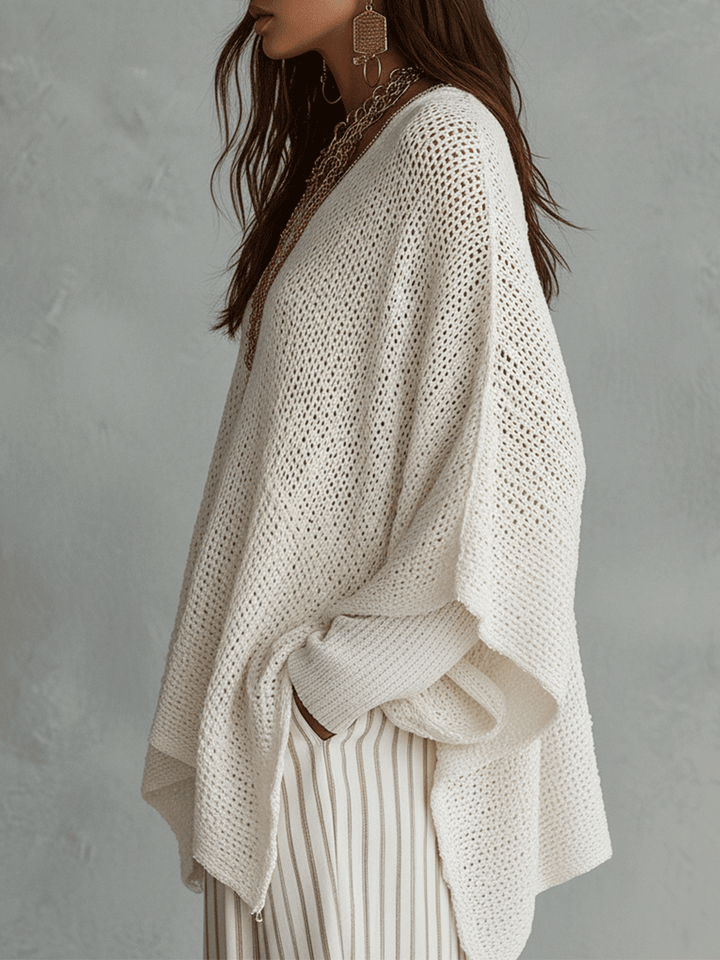 Katherine | Effortless Neutral Bohemian Pullover Knit Top
