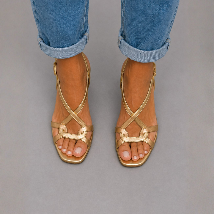 Soleil™ | Sandales Dorées, Charme Estival