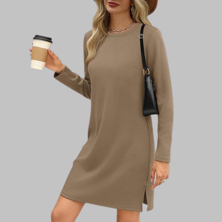 Alaya™ | Comfortable Long Sleeve Round Neck Dress