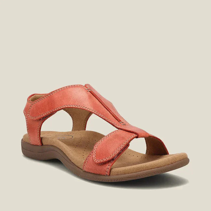 Camille | Orange Leather Strap Sandals