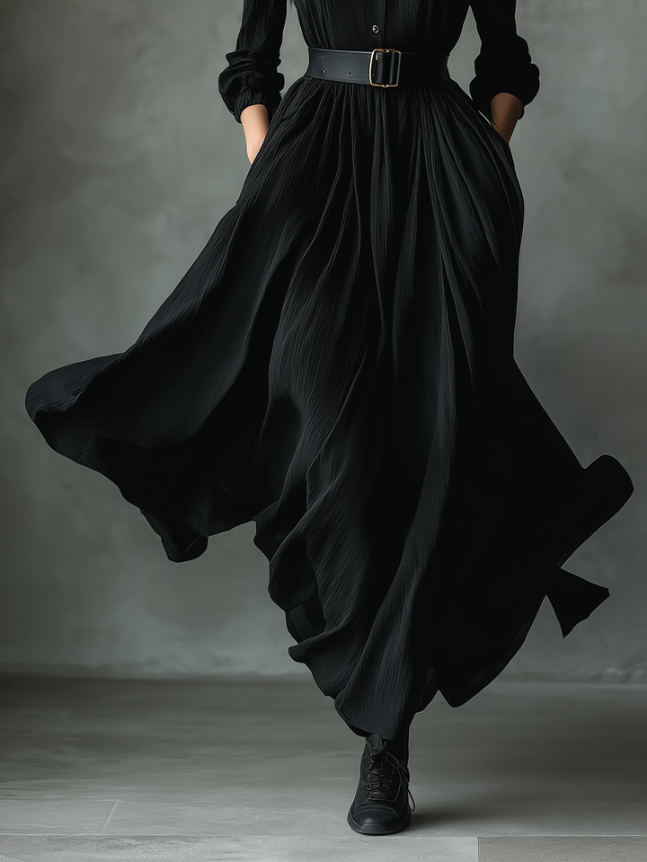 Zara | Black Blend Textured Pleated
