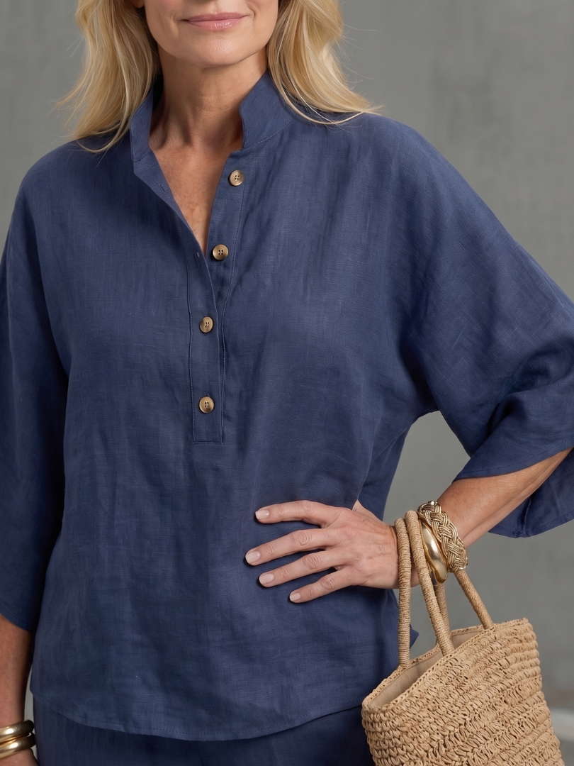 Amity™ | Button Front Relaxed Tunic Trouser Set